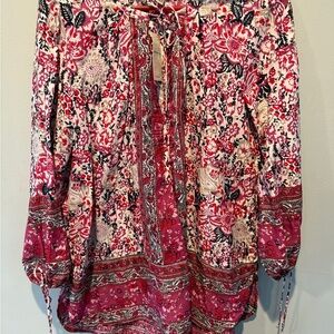 Lucky Brand Pink and Red Boho tunic - back length  is 30 inches long